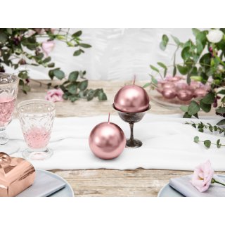 Svíčka KOULE, rosegold metalická barva, průměr 8cm (zn. PartyDeco)