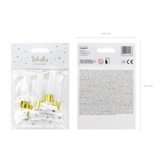 Papírové frkačky zlaté Hvězdičky, bílá barva (zn. PartyDeco)