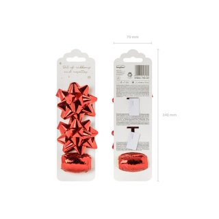 Sada a rozet a stuhy - červená metalická barva, set 3ks (zn. PartyDeco)