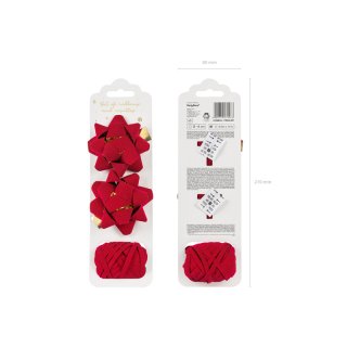 Sada a rozet a stuhy - červená barva se semišem, set 3ks (zn. PartyDeco)