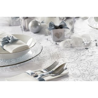 Luxusní dekorační organza s perlami, bílá, šířka 48cm / délka 9m (zn. PartyDeco)