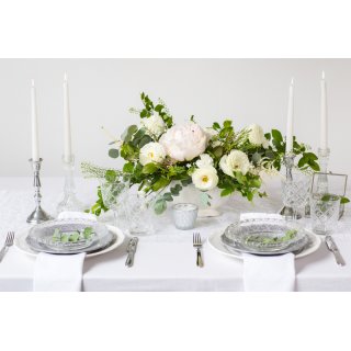 Luxusní dekorační organza s perlami, bílá, šířka 48cm / délka 9m (zn. PartyDeco)