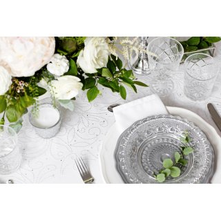 Luxusní dekorační organza s perlami, bílá, šířka 48cm / délka 9m (zn. PartyDeco)