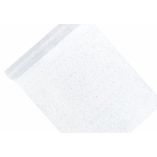 Luxusní dekorační organza s perlami, bílá, šířka 48cm / délka 9m (zn. PartyDeco)