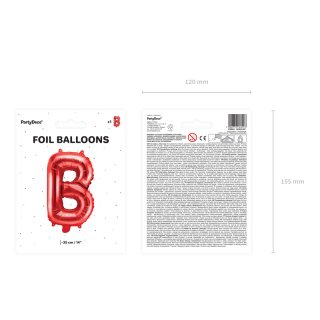 Fóliové PÍSMENO B, červená barva, velikost 35cm (zn. PartyDeco)