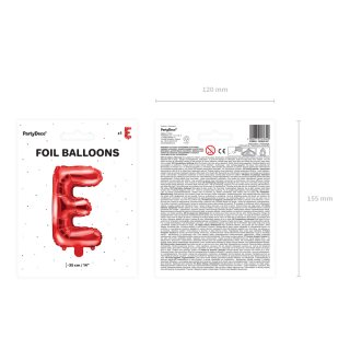 Fóliové PÍSMENO E, červená barva, velikost 35cm (zn. PartyDeco)
