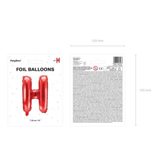 Fóliové PÍSMENO H, červená barva, velikost 35cm (zn. PartyDeco)