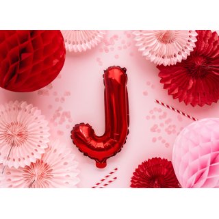 Fóliové PÍSMENO J, červená barva, velikost 35cm (zn. PartyDeco)