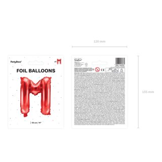 Fóliové PÍSMENO M, červená barva, velikost 35cm (zn. PartyDeco)