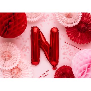 Fóliové PÍSMENO N, červená barva, velikost 35cm (zn. PartyDeco)