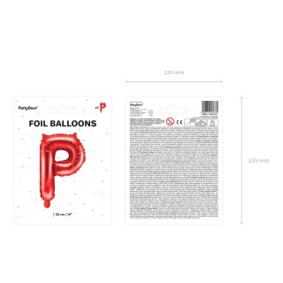 Fóliové PÍSMENO P, červená barva, velikost 35cm (zn. PartyDeco)
