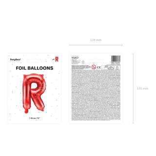 Fóliové PÍSMENO R, červená barva, velikost 35cm (zn. PartyDeco)