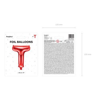 Fóliové PÍSMENO T, červená barva, velikost 35cm (zn. PartyDeco)