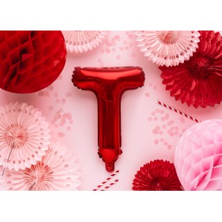 Fóliové PÍSMENO T, červená barva, velikost 35cm (zn. PartyDeco)