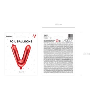 Fóliové PÍSMENO V, červená barva, velikost 35cm (zn. PartyDeco)