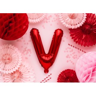 Fóliové PÍSMENO V, červená barva, velikost 35cm (zn. PartyDeco)