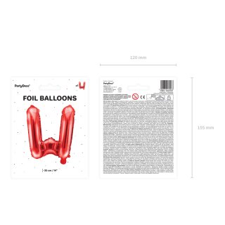 Fóliové PÍSMENO W, červená barva, velikost 35cm (zn. PartyDeco)