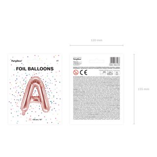 Fóliové PÍSMENO A, rosegold barva, velikost 35cm (zn. PartyDeco)