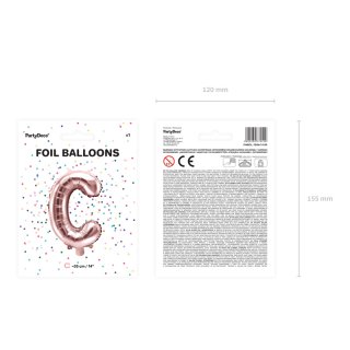 Fóliové PÍSMENO C, rosegold barva, velikost 35cm (zn. PartyDeco)