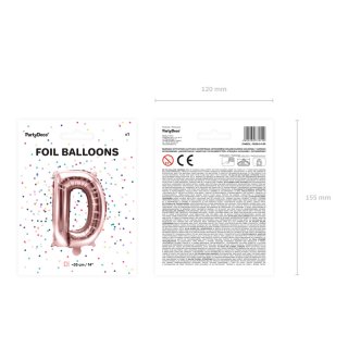 Fóliové PÍSMENO D, rosegold barva, velikost 35cm (zn. PartyDeco)