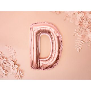 Fóliové PÍSMENO D, rosegold barva, velikost 35cm (zn. PartyDeco)