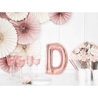 Fóliové PÍSMENO D, rosegold barva, velikost 35cm (zn. PartyDeco)