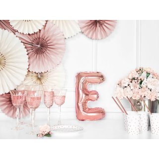 Fóliové PÍSMENO E, rosegold barva, velikost 35cm (zn. PartyDeco)