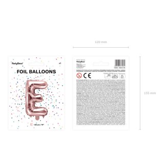 Fóliové PÍSMENO E, rosegold barva, velikost 35cm (zn. PartyDeco)