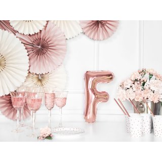 Fóliové PÍSMENO F, rosegold barva, velikost 35cm (zn. PartyDeco)