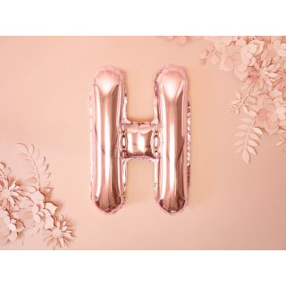 Fóliové PÍSMENO H, rosegold barva, velikost 35cm (zn. PartyDeco)