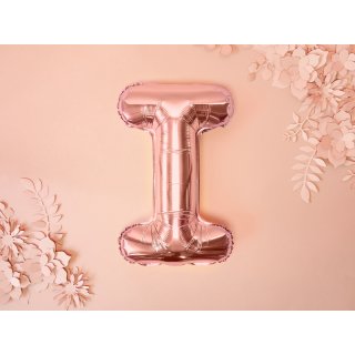 Fóliové PÍSMENO I, rosegold barva, velikost 35cm (zn. PartyDeco)