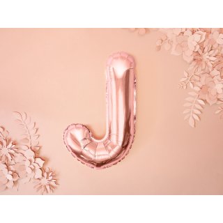 Fóliové PÍSMENO J, rosegold barva, velikost 35cm (zn. PartyDeco)