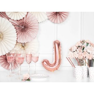 Fóliové PÍSMENO J, rosegold barva, velikost 35cm (zn. PartyDeco)