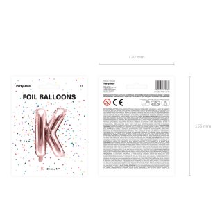 Fóliové PÍSMENO K, rosegold barva, velikost 35cm (zn. PartyDeco)