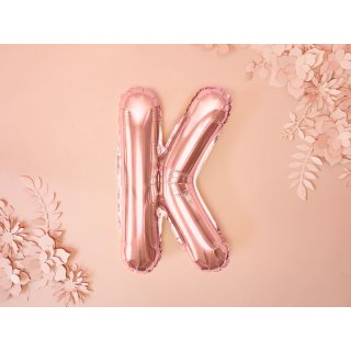 Fóliové PÍSMENO K, rosegold barva, velikost 35cm (zn. PartyDeco)