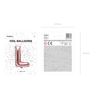 Fóliové PÍSMENO L, rosegold barva, velikost 35cm (zn. PartyDeco)