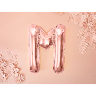 Fóliové PÍSMENO M, rosegold barva, velikost 35cm (zn. PartyDeco)