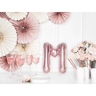 Fóliové PÍSMENO M, rosegold barva, velikost 35cm (zn. PartyDeco)