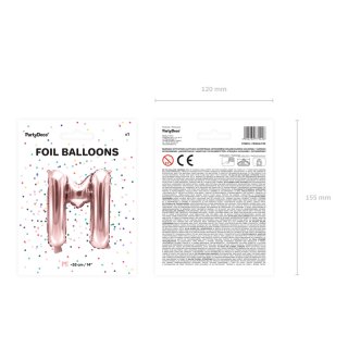 Fóliové PÍSMENO M, rosegold barva, velikost 35cm (zn. PartyDeco)