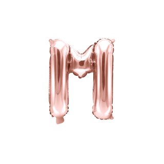 Fóliové PÍSMENO M, rosegold barva, velikost 35cm (zn. PartyDeco)