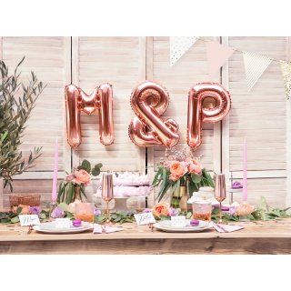 Fóliové PÍSMENO M, rosegold barva, velikost 35cm (zn. PartyDeco)