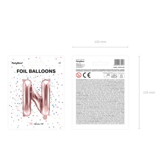 Fóliové PÍSMENO N, rosegold barva, velikost 35cm (zn. PartyDeco)