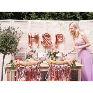 Fóliové PÍSMENO P, rosegold barva, velikost 35cm (zn. PartyDeco)