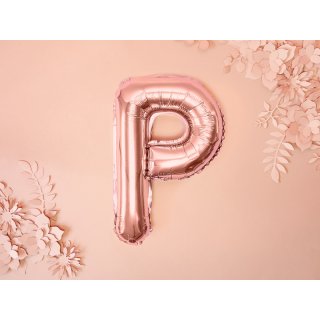 Fóliové PÍSMENO P, rosegold barva, velikost 35cm (zn. PartyDeco)