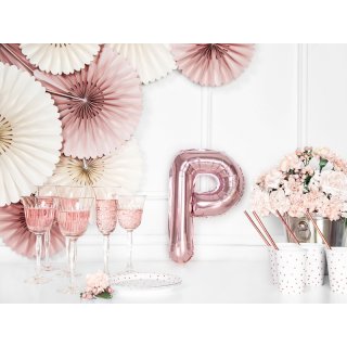 Fóliové PÍSMENO P, rosegold barva, velikost 35cm (zn. PartyDeco)
