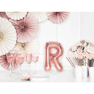 Fóliové PÍSMENO R, rosegold barva, velikost 35cm (zn. PartyDeco)