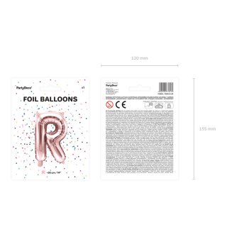 Fóliové PÍSMENO R, rosegold barva, velikost 35cm (zn. PartyDeco)