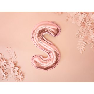 Fóliové PÍSMENO S, rosegold barva, velikost 35cm (zn. PartyDeco)
