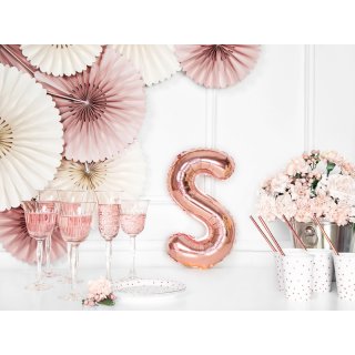 Fóliové PÍSMENO S, rosegold barva, velikost 35cm (zn. PartyDeco)
