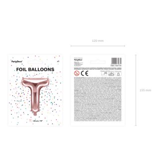 Fóliové PÍSMENO T, rosegold barva, velikost 35cm (zn. PartyDeco)